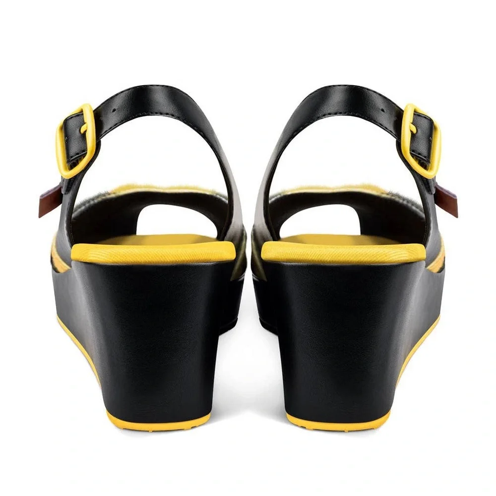 Chocolaticas Queen Bee Women's Mary Jane Slingback Wedge Sandal - Picture 4 of 7